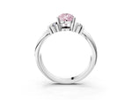 Three-Stone Fancy Pink Pear Cut Diamond Channel Set Ring in Platinum with Bar Prongs_15