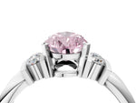 Three-Stone Fancy Pink Pear Cut Diamond Channel Set Ring in Platinum with Bar Prongs_16