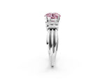 Three-Stone Fancy Pink Round Cut Diamond Channel Set Ring in White gold with Bar Prongs_2