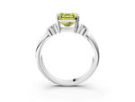 Three-Stone Fancy Yellow Asscher Cut Diamond Channel Set Ring in Silver with Bar Prongs_15