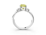 Three-Stone Fancy Yellow Cushion Cut Diamond Channel Set Ring in Silver with Bar Prongs_15