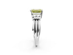 Three-Stone Fancy Yellow Emerald Cut Diamond Channel Set Ring in White gold with Bar Prongs_2