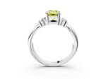 Three-Stone Fancy Yellow Emerald Cut Diamond Channel Set Ring in White gold with Bar Prongs_3