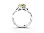 Three-Stone Fancy Yellow Heart Cut Diamond Channel Set Ring in White gold with Bar Prongs_3