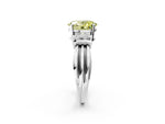 Three-Stone Fancy Yellow Oval Cut Diamond Channel Set Ring in Platinum with Bar Prongs_14