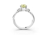 Three-Stone Fancy Yellow Oval Cut Diamond Channel Set Ring in Platinum with Bar Prongs_15