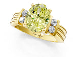 Three-Stone Fancy Yellow Oval Cut Diamond Channel Set Ring in Yellow gold with Bar Prongs_1