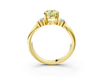Three-Stone Fancy Yellow Oval Cut Diamond Channel Set Ring in Yellow gold with Bar Prongs_3
