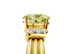 Three-Stone Fancy Yellow Oval Cut Diamond Channel Set Ring in Yellow gold with Bar Prongs_5
