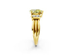 Three-Stone Fancy Yellow Pear Cut Diamond Channel Set Ring in Yellow gold with Bar Prongs_2