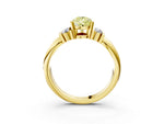 Three-Stone Fancy Yellow Pear Cut Diamond Channel Set Ring in Yellow gold with Bar Prongs_3
