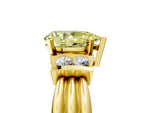 Three-Stone Fancy Yellow Pear Cut Diamond Channel Set Ring in Yellow gold with Bar Prongs_5