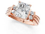 Three-Stone Heart Cut Diamond Channel Set Ring in Rose gold with Bar Prongs_1