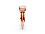 Three-Stone Heart Cut Diamond Channel Set Ring in Rose gold with Bar Prongs_2
