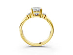 Three-Stone Heart Cut Diamond Channel Set Ring in Yellow gold with Bar Prongs_3