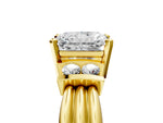 Three-Stone Heart Cut Diamond Channel Set Ring in Yellow gold with Bar Prongs_5