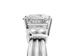 Three-Stone Pear Cut Diamond Channel Set Ring in Silver with Bar Prongs_113