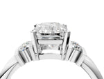 Three-Stone Pear Cut Diamond Channel Set Ring in White gold with Bar Prongs_70