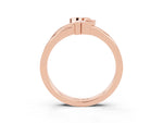 Three-Stone Round Amethyst Leaf Bypass Ring in Rose gold with Bezel Setting_3