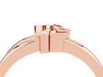 Three-Stone Round Amethyst Leaf Bypass Ring in Rose gold with Bezel Setting_4
