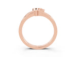 Three-Stone Round Aquamarine Leaf Bypass Ring in Rose gold with Bezel Setting_3