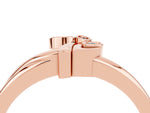 Three-Stone Round Aquamarine Leaf Bypass Ring in Rose gold with Bezel Setting_4