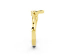 Three-Stone Round Blue Sapphire Leaf Bypass Ring in Yellow gold with Bezel Setting_2