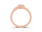 Three-Stone Round Blue Topaz Leaf Bypass Ring in Rose gold with Bezel Setting_3