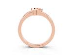 Three-Stone Round Citrine Leaf Bypass Ring in Rose gold with Bezel Setting_3