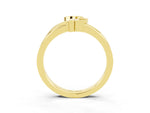 Three-Stone Round Citrine Leaf Bypass Ring in Yellow gold with Bezel Setting_3