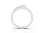 Three-Stone Round Emerald Leaf Bypass Ring in Silver with Bezel Setting_3