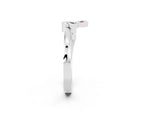 Three-Stone Round Garnet Leaf Bypass Ring in Platinum with Bezel Setting_2
