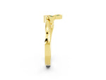 Three-Stone Round Green Sapphire Leaf Bypass Ring in Yellow gold with Bezel Setting_2