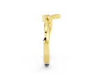 Three-Stone Round Moissanite Leaf Bypass Ring in Yellow gold with Bezel Setting_2