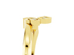 Three-Stone Round Moissanite Leaf Bypass Ring in Yellow gold with Bezel Setting_5
