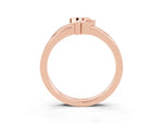 Three-Stone Round Morganite Leaf Bypass Ring in Rose gold with Bezel Setting_3