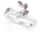 Three-Stone Round Morganite Leaf Bypass Ring in Silver with Bezel Setting_1