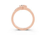 Three-Stone Round Ruby Leaf Bypass Ring in Rose gold with Bezel Setting_3