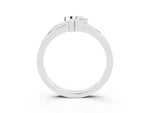 Three-Stone Round Ruby Leaf Bypass Ring in White gold with Bezel Setting_3