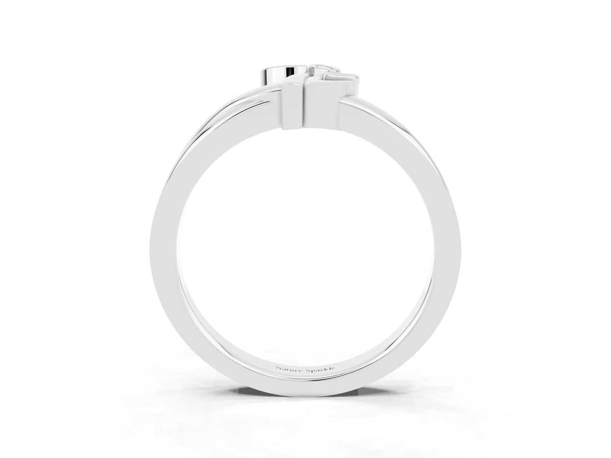 Three-Stone Round Tanzanite Leaf Bypass Ring in Platinum with Bezel Setting_3