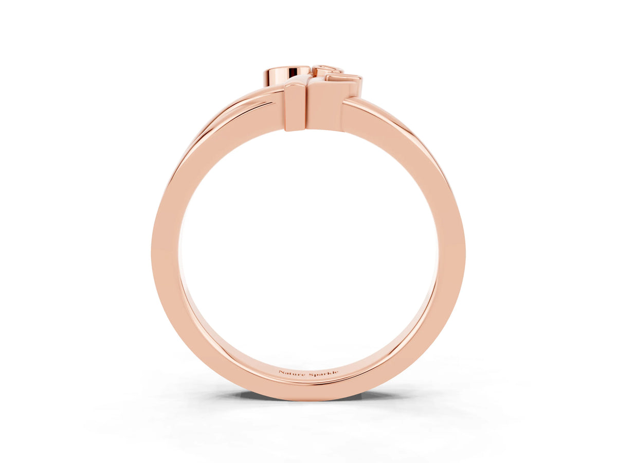 Three-Stone Round Tanzanite Leaf Bypass Ring in Rose gold with Bezel Setting_3