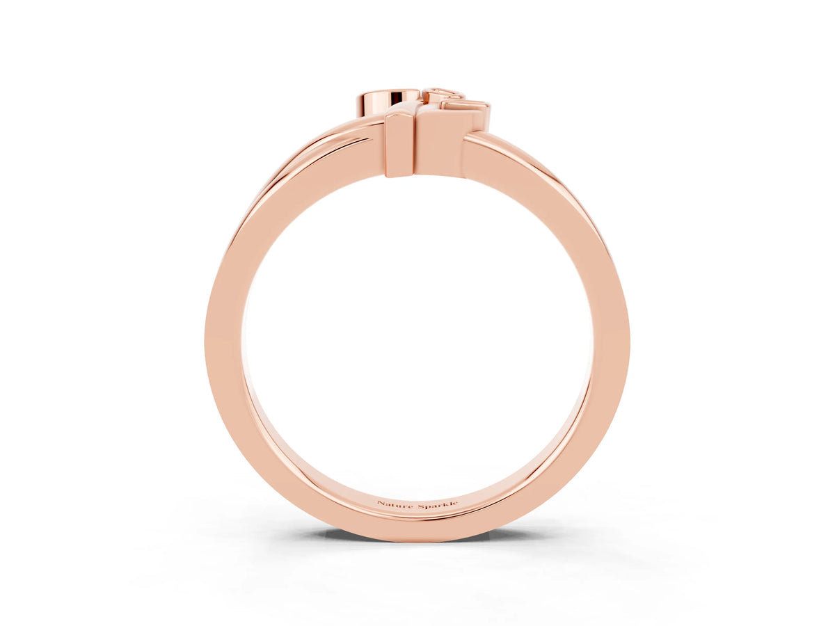 Three-Stone Round Yellow Sapphire Leaf Bypass Ring in Rose gold with Bezel Setting_3