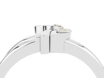 Three-Stone Round Yellow Sapphire Leaf Bypass Ring in Silver with Bezel Setting_4