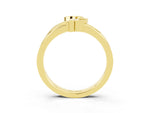 Three-Stone Round Yellow Sapphire Leaf Bypass Ring in Yellow gold with Bezel Setting_3