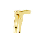 Three-Stone Round Yellow Sapphire Leaf Bypass Ring in Yellow gold with Bezel Setting_5