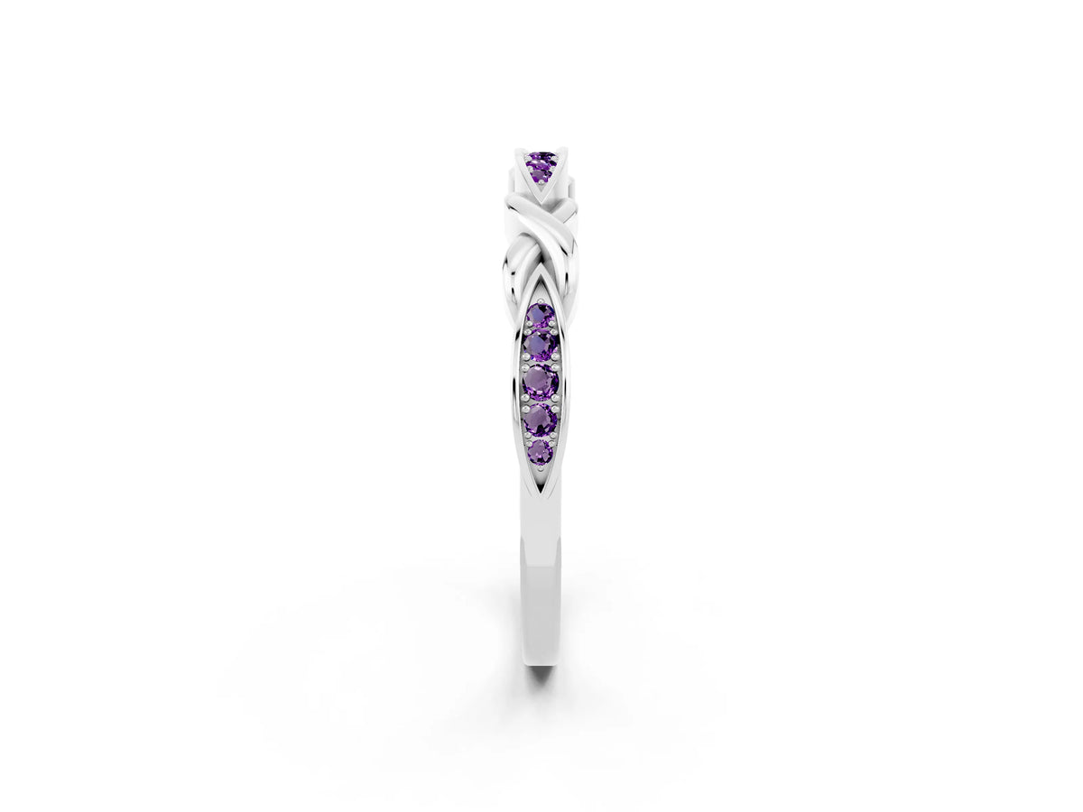 Twisted Marquise Amethyst Pavé Band in Platinum with Shared Prong Setting_2