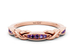 Twisted Marquise Amethyst Pavé Band in Rose gold with Shared Prong Setting