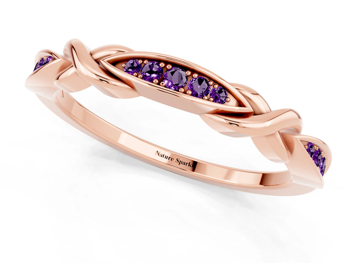 Twisted Marquise Amethyst Pavé Band in Rose gold with Shared Prong Setting_1