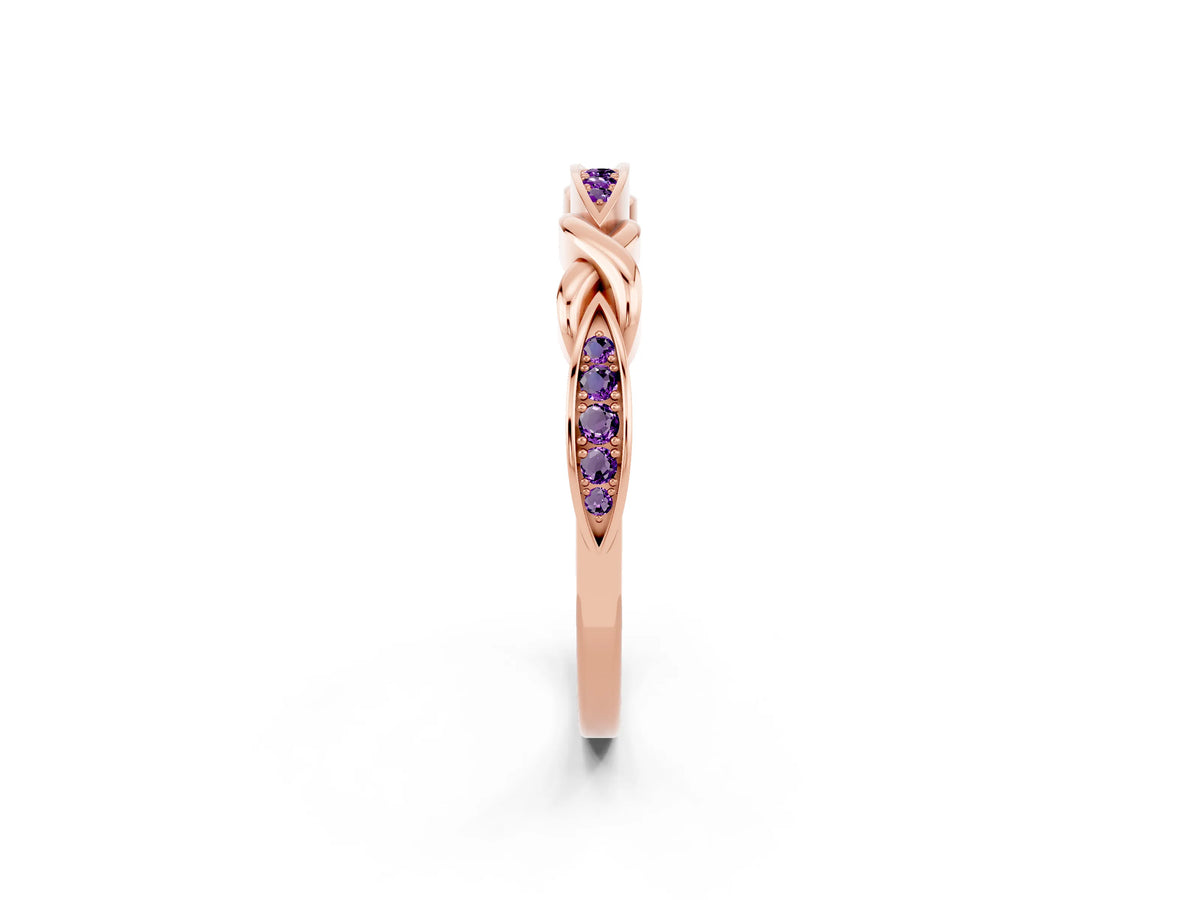 Twisted Marquise Amethyst Pavé Band in Rose gold with Shared Prong Setting_2