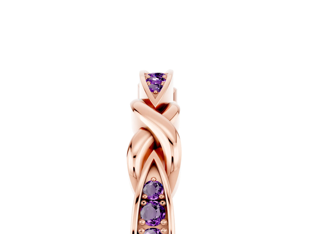Twisted Marquise Amethyst Pavé Band in Rose gold with Shared Prong Setting_5